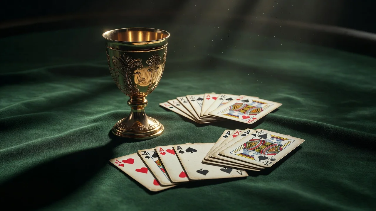 Tournament chips and leaderboard still-life
