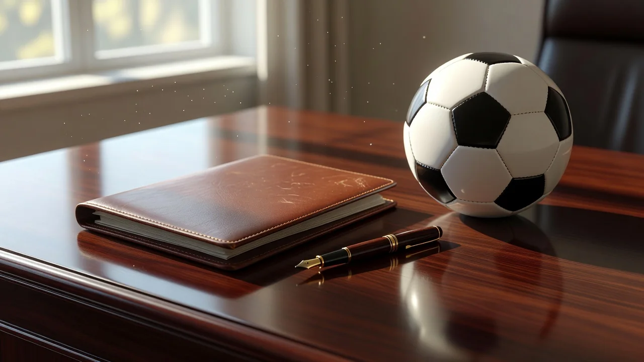 Calculator and contract folder on a club office desk